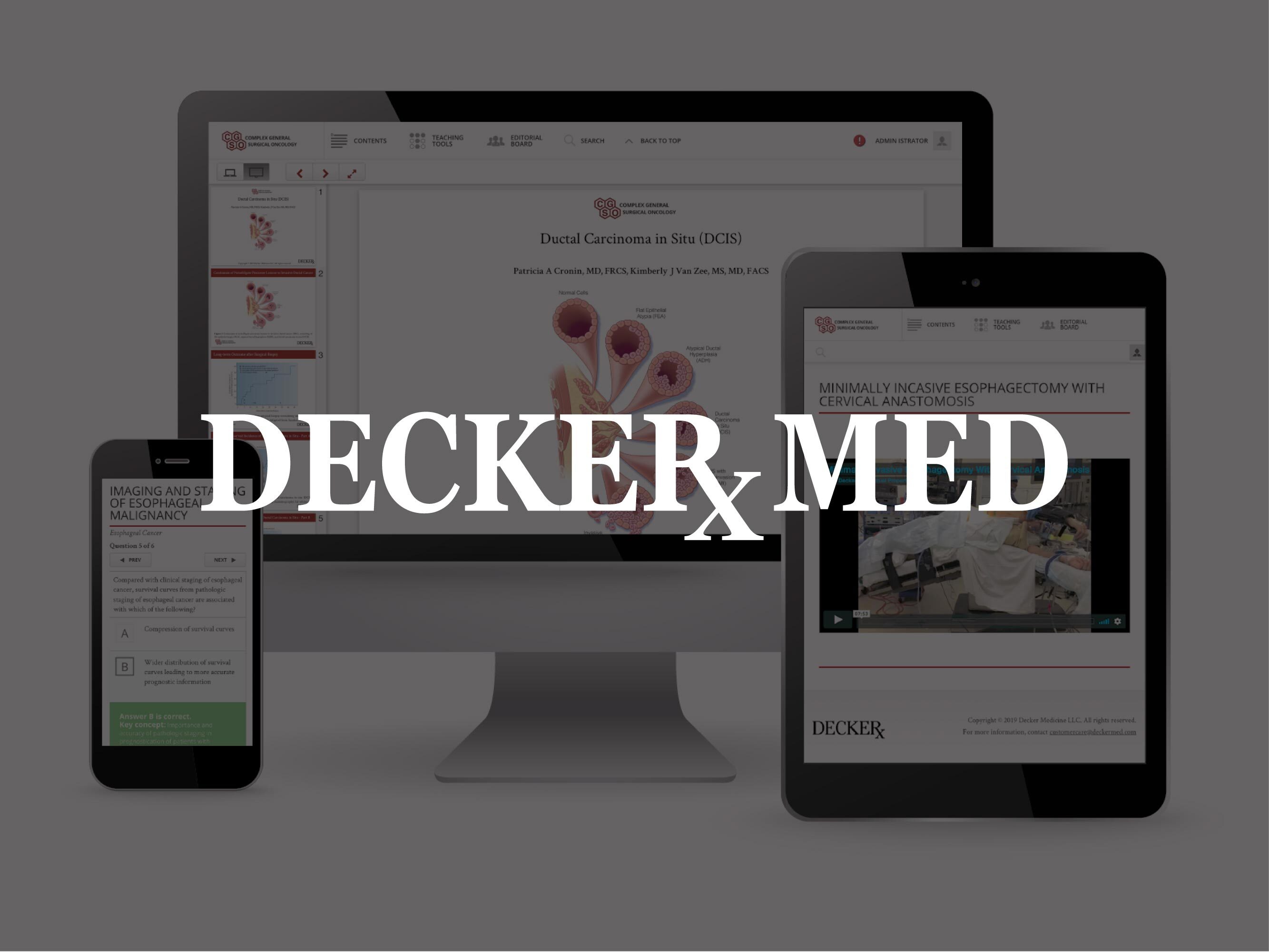 Decker logo, tablet & smartphone with image of product